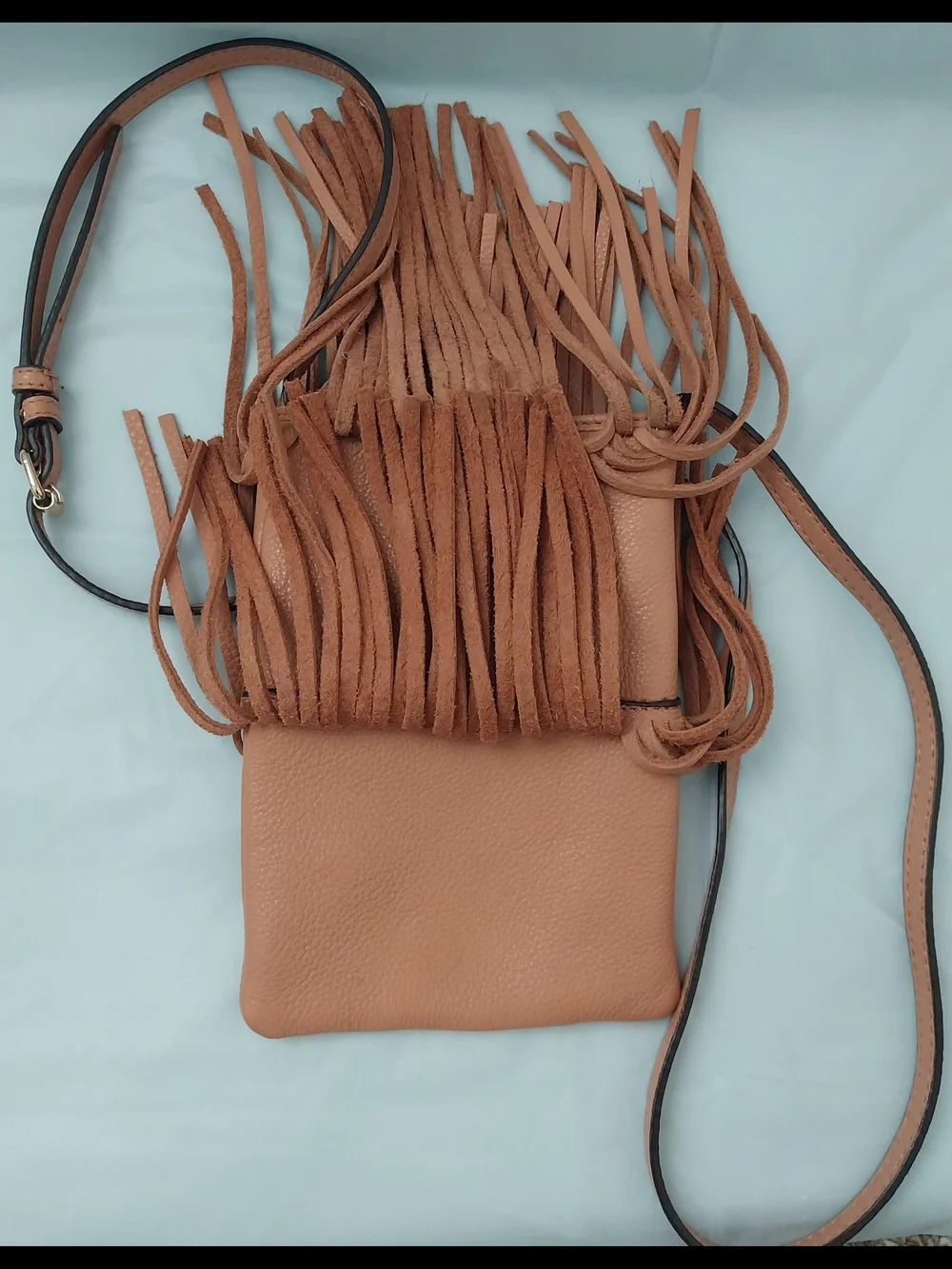 Rebecca Minkoff Tan Leather Fringe Crossbody Bag